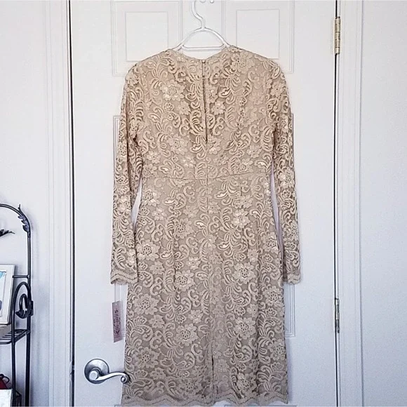 Nanette Lepore Gold Lace Dress Size 2 - Picture 4 of 8